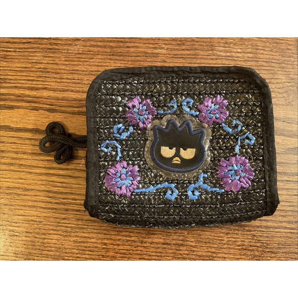 Vintage Rare Badtz Maru Woven Hand Bag Wallet Raffia Sanrio Straw 2000